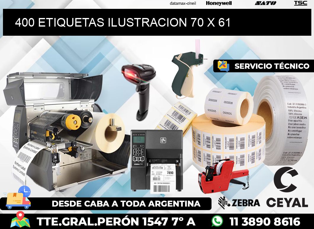 400 ETIQUETAS ILUSTRACION 70 x 61