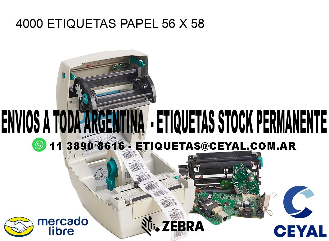 4000 ETIQUETAS PAPEL 56 x 58