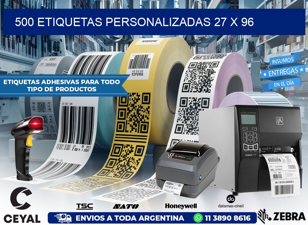 500 ETIQUETAS PERSONALIZADAS 27 x 96