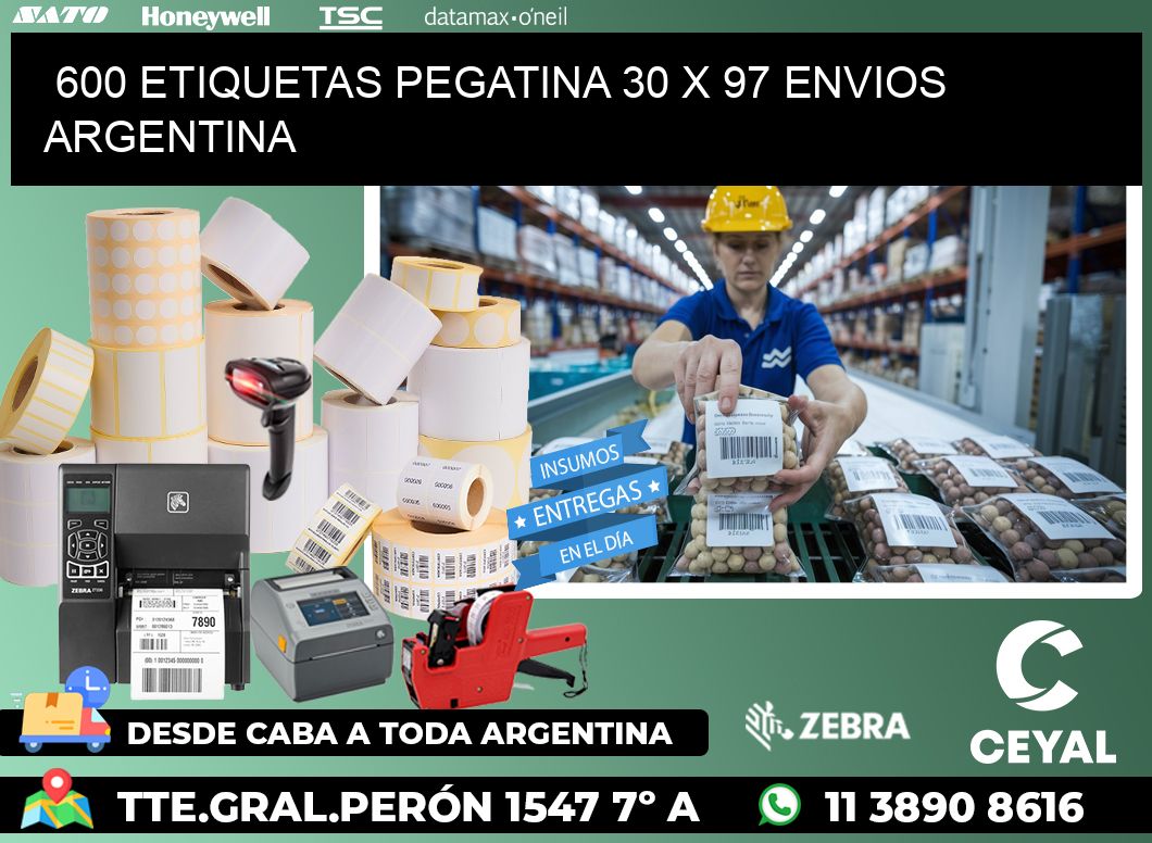 600 ETIQUETAS PEGATINA 30 x 97 ENVIOS ARGENTINA