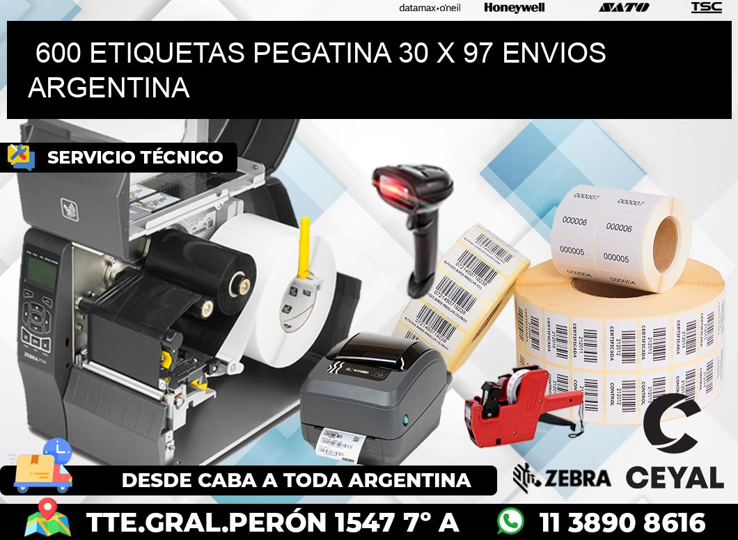 600 ETIQUETAS PEGATINA 30 x 97 ENVIOS ARGENTINA