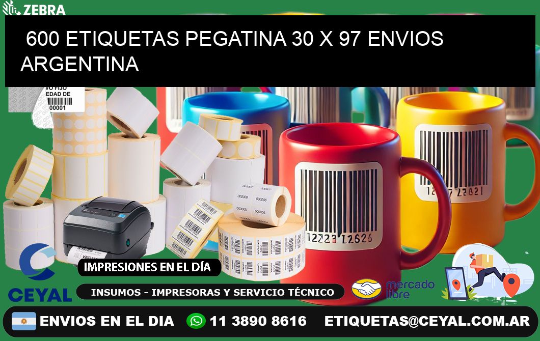 600 ETIQUETAS PEGATINA 30 x 97 ENVIOS ARGENTINA
