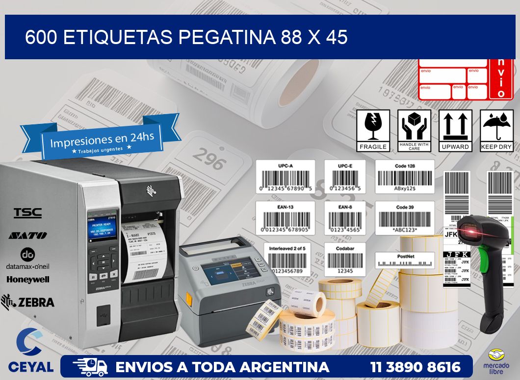 600 ETIQUETAS PEGATINA 88 x 45