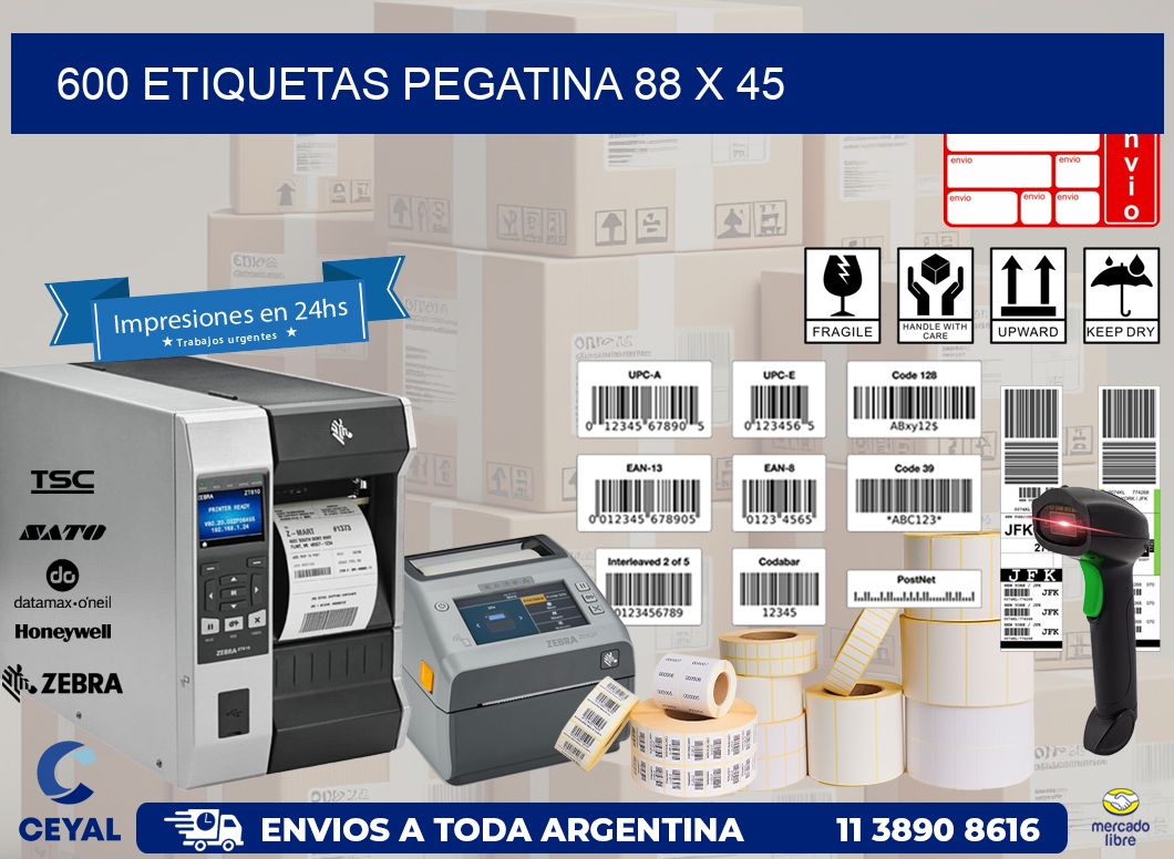 600 ETIQUETAS PEGATINA 88 x 45