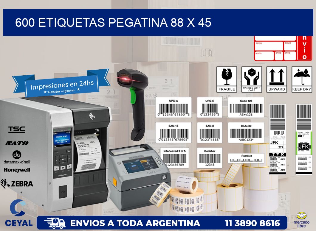 600 ETIQUETAS PEGATINA 88 x 45