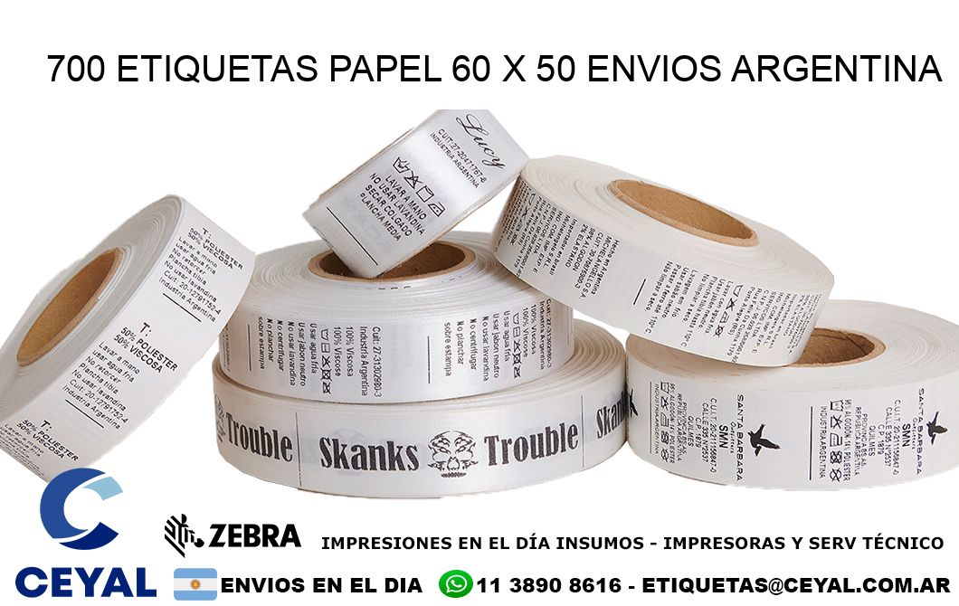 700 ETIQUETAS PAPEL 60 x 50 ENVIOS ARGENTINA