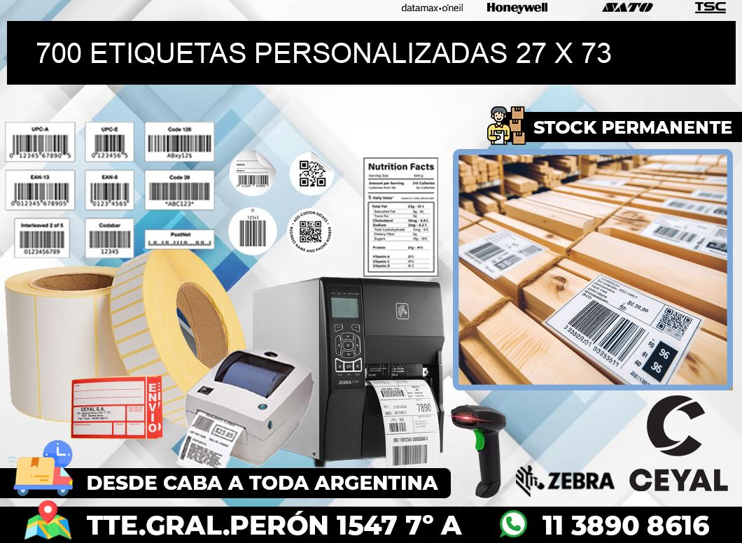 700 ETIQUETAS PERSONALIZADAS 27 x 73