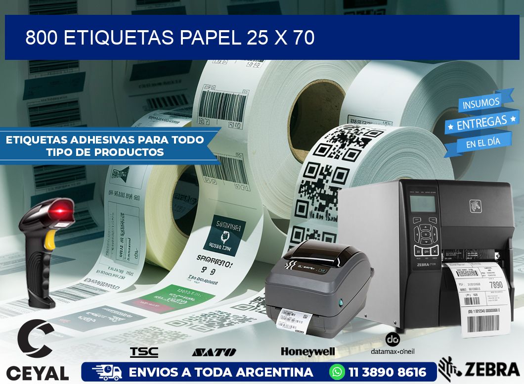 800 ETIQUETAS PAPEL 25 x 70