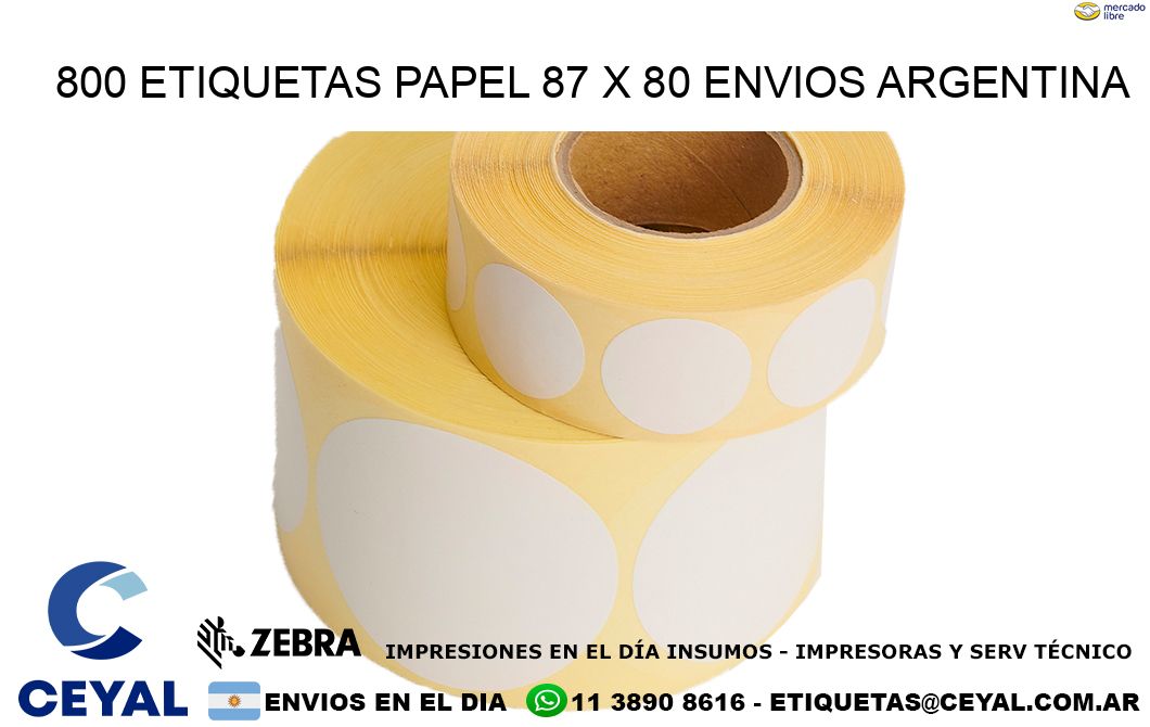 800 ETIQUETAS PAPEL 87 x 80 ENVIOS ARGENTINA