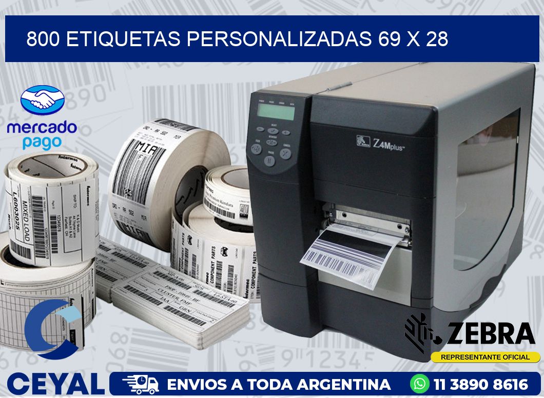800 ETIQUETAS PERSONALIZADAS 69 x 28