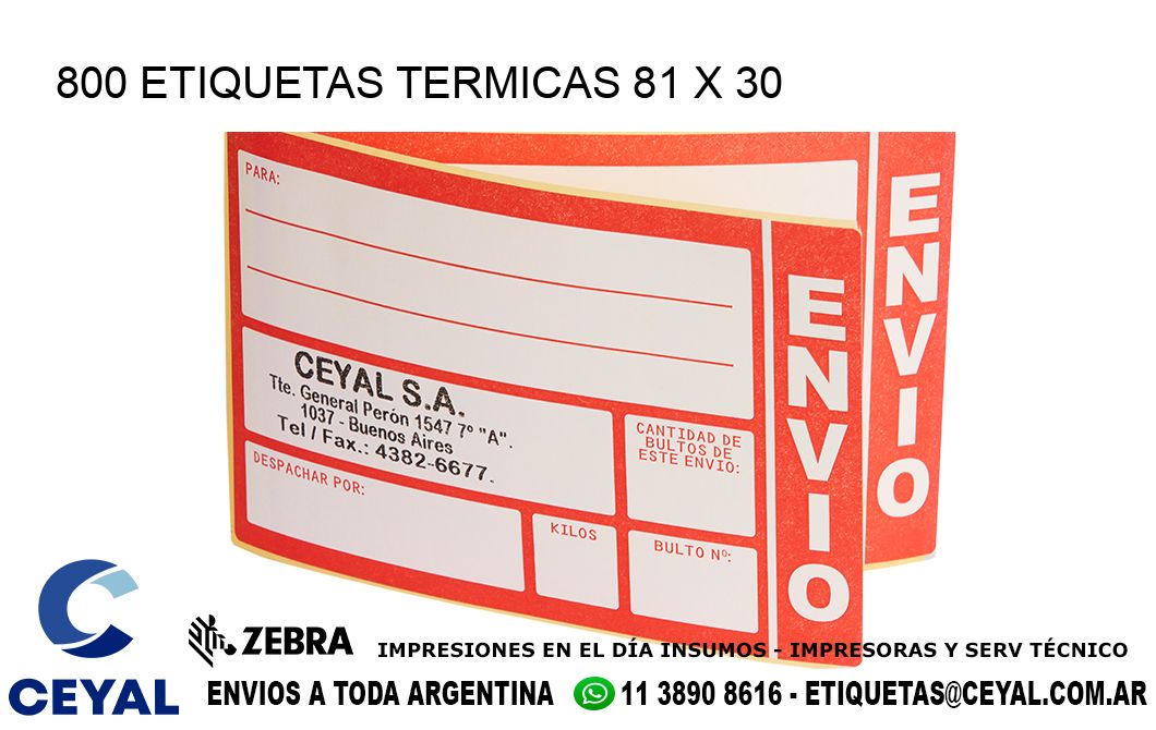 800 ETIQUETAS TERMICAS 81 x 30