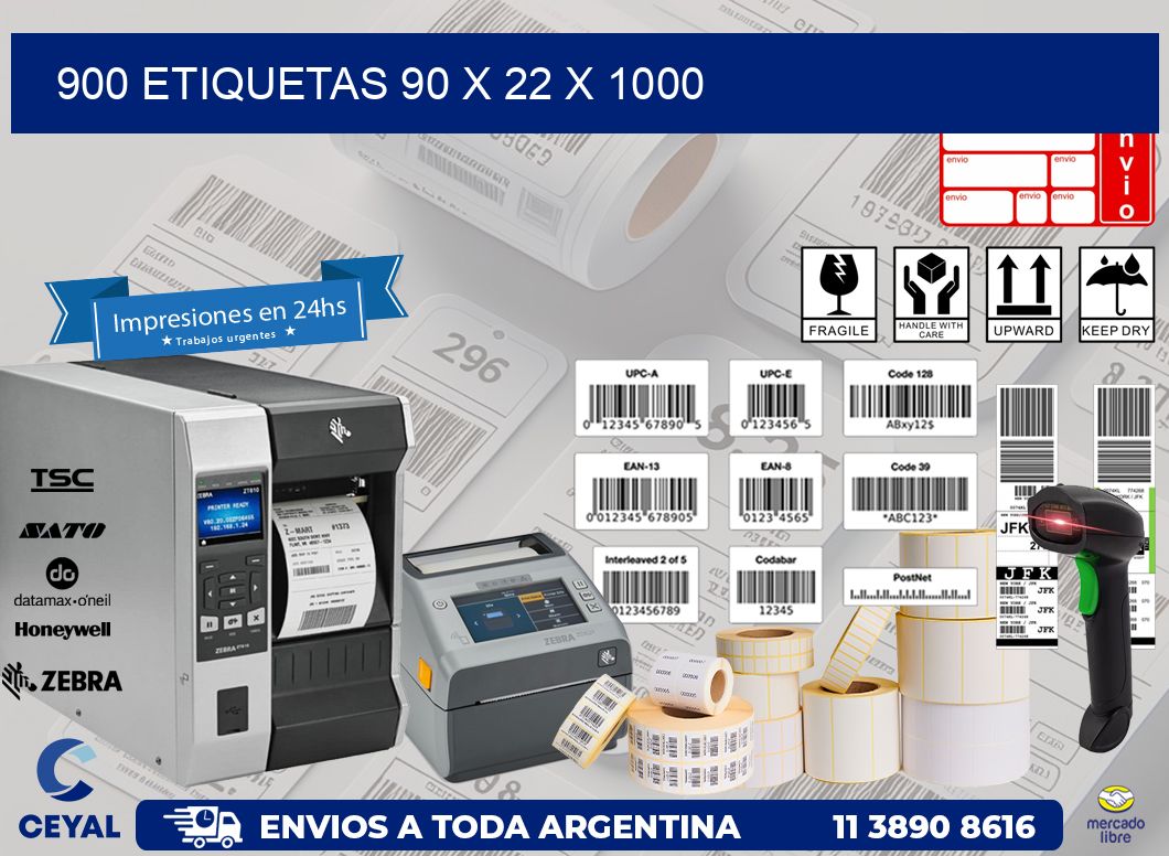 900 ETIQUETAS 90 x 22 x 1000