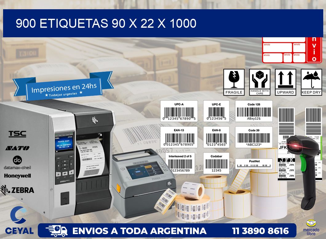 900 ETIQUETAS 90 x 22 x 1000