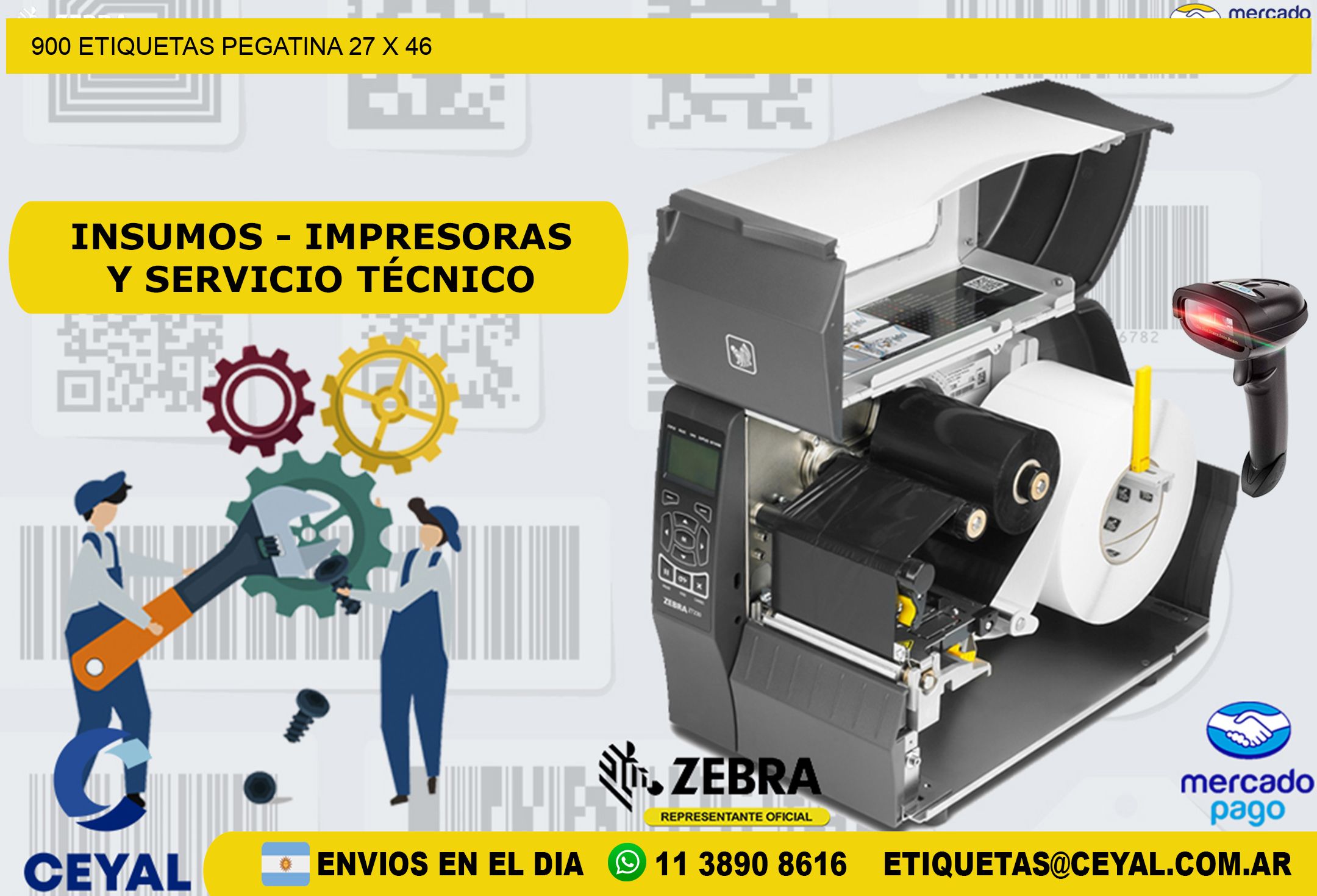 900 ETIQUETAS PEGATINA 27 x 46