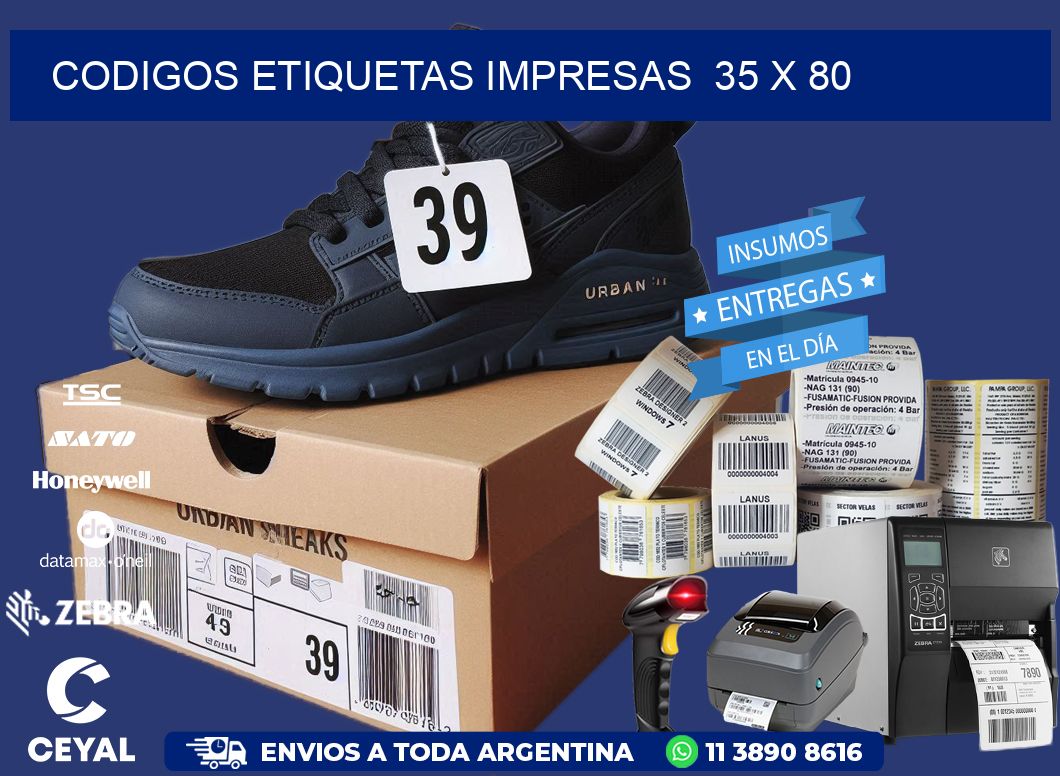 CODIGOS ETIQUETAS IMPRESAS 35 x 80