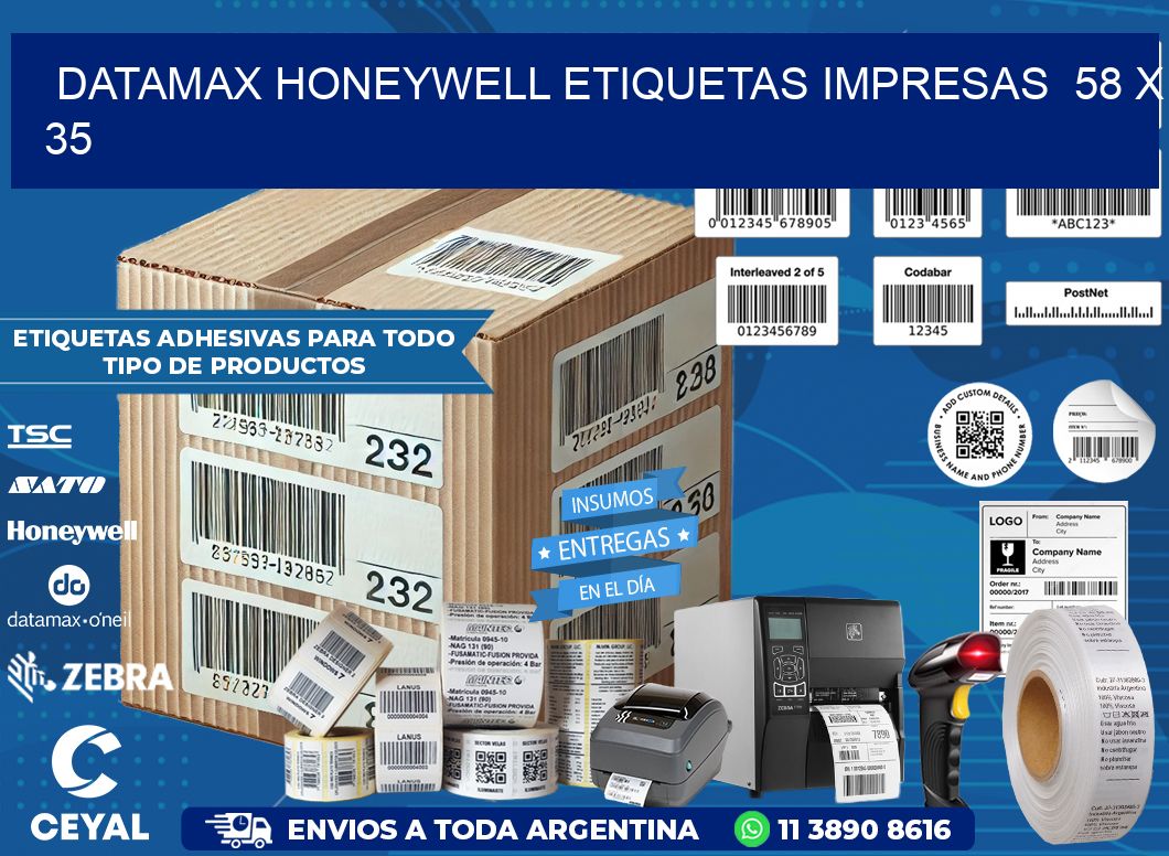 DATAMAX HONEYWELL ETIQUETAS IMPRESAS 58 x 35