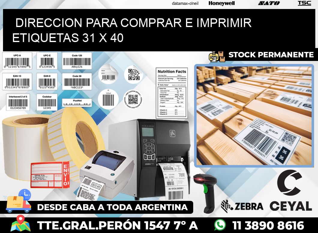 DIRECCION PARA COMPRAR E IMPRIMIR ETIQUETAS 31 x 40