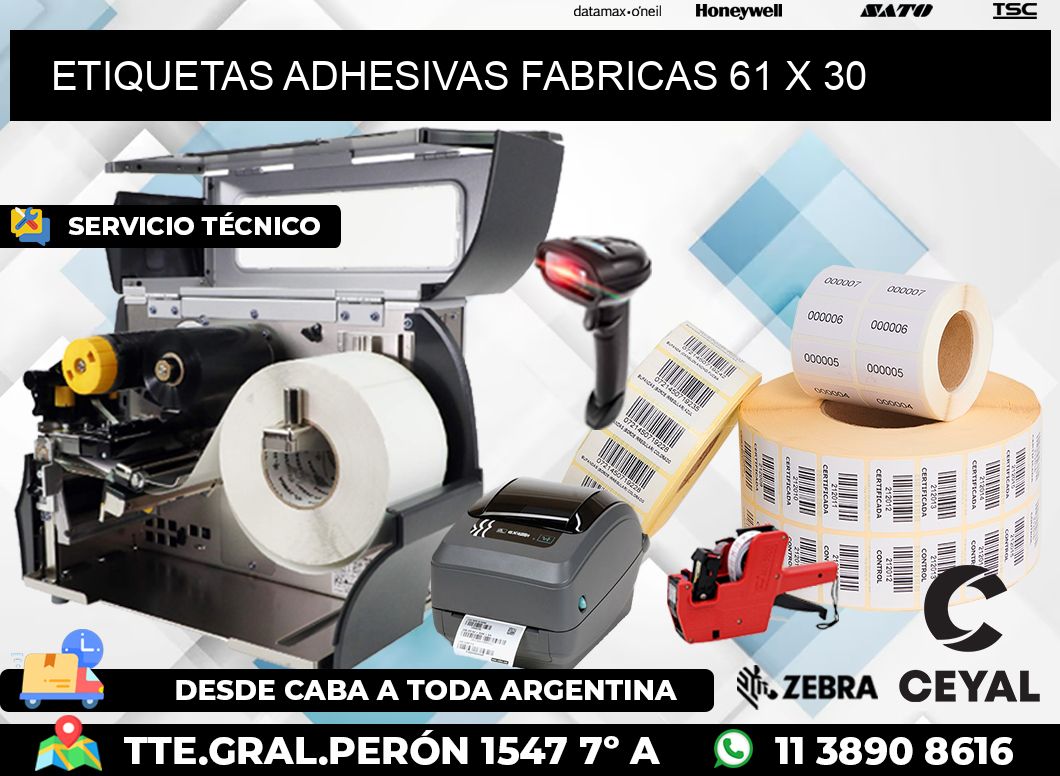ETIQUETAS ADHESIVAS FABRICAS 61 x 30