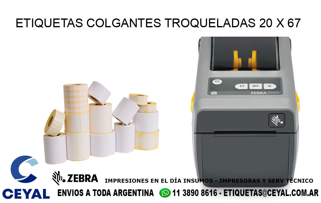 ETIQUETAS COLGANTES TROQUELADAS 20 x 67
