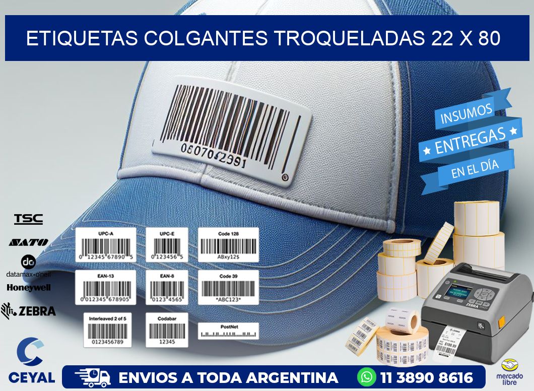 ETIQUETAS COLGANTES TROQUELADAS 22 x 80