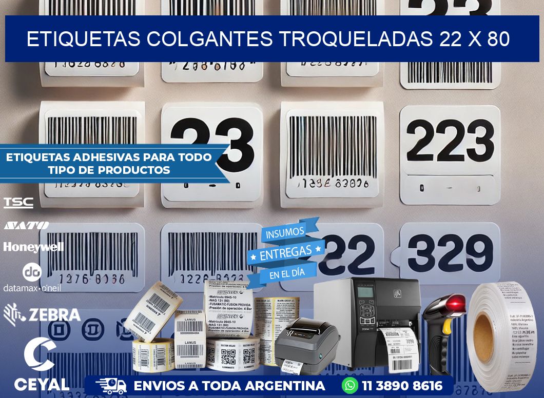 ETIQUETAS COLGANTES TROQUELADAS 22 x 80