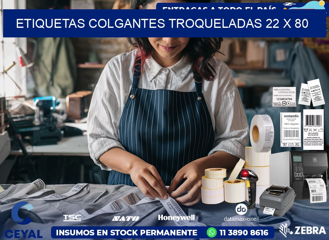 ETIQUETAS COLGANTES TROQUELADAS 22 x 80
