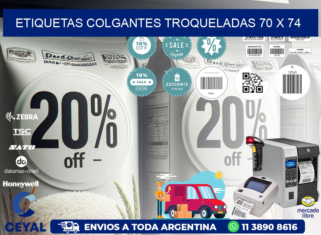 ETIQUETAS COLGANTES TROQUELADAS 70 x 74