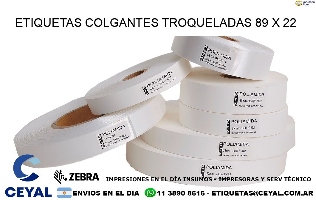 ETIQUETAS COLGANTES TROQUELADAS 89 x 22