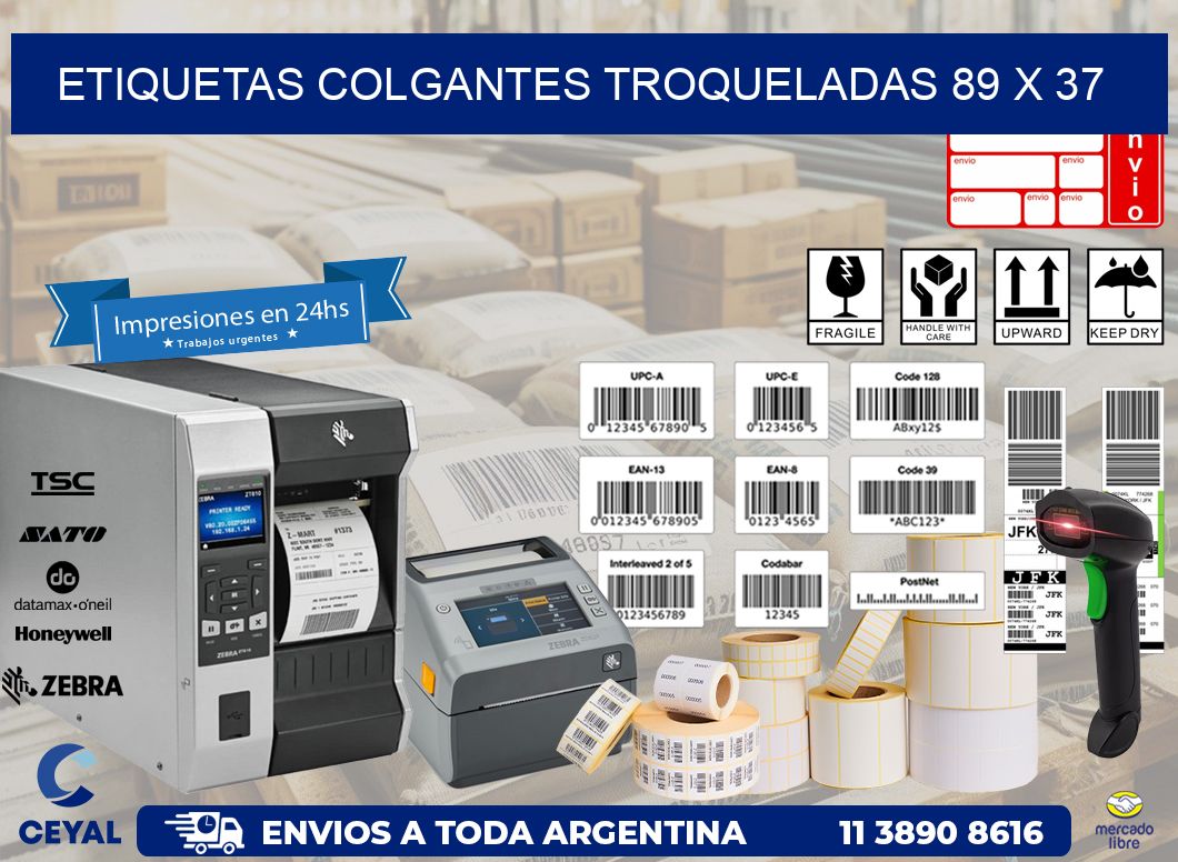 ETIQUETAS COLGANTES TROQUELADAS 89 x 37
