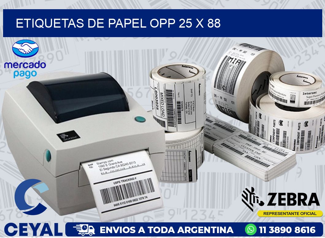 ETIQUETAS DE PAPEL OPP 25 x 88
