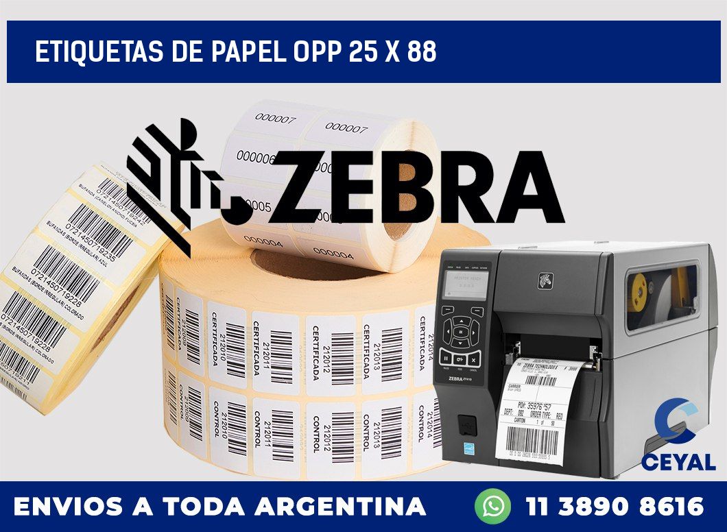 ETIQUETAS DE PAPEL OPP 25 x 88