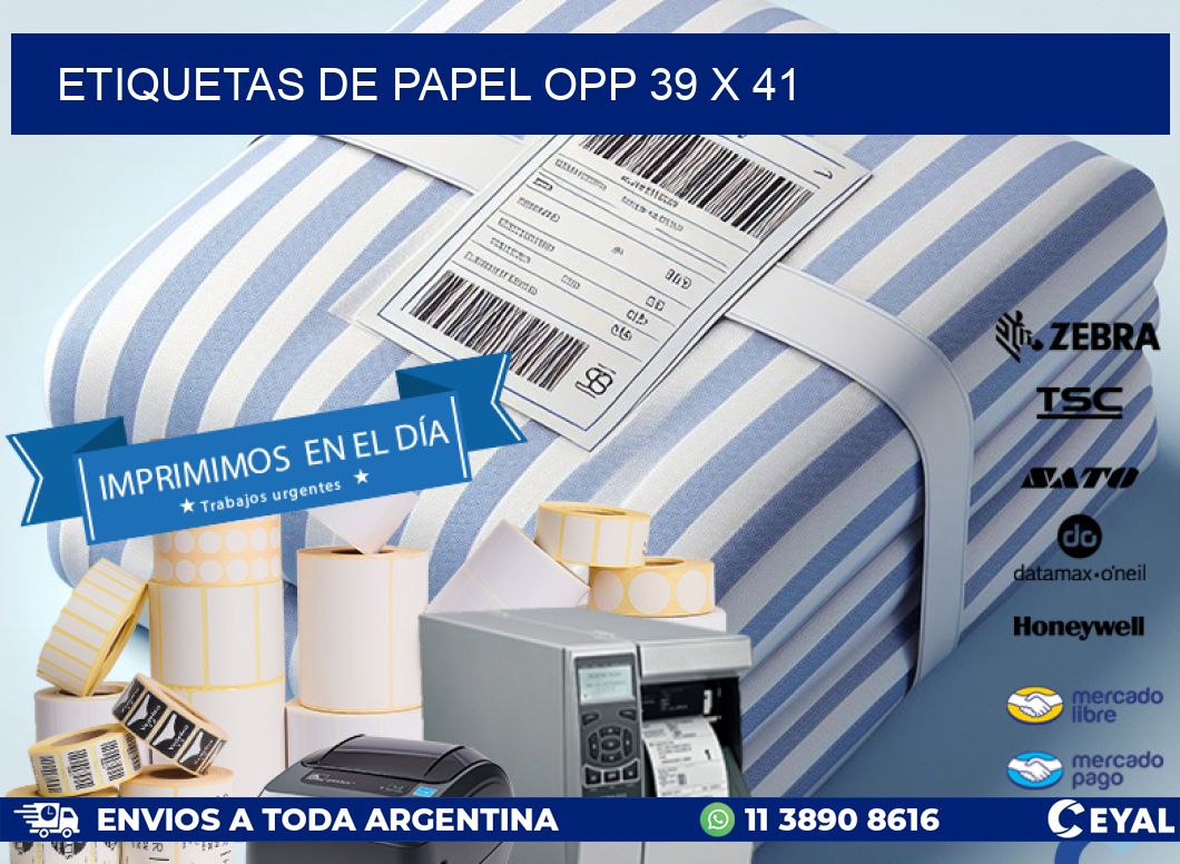 ETIQUETAS DE PAPEL OPP 39 x 41