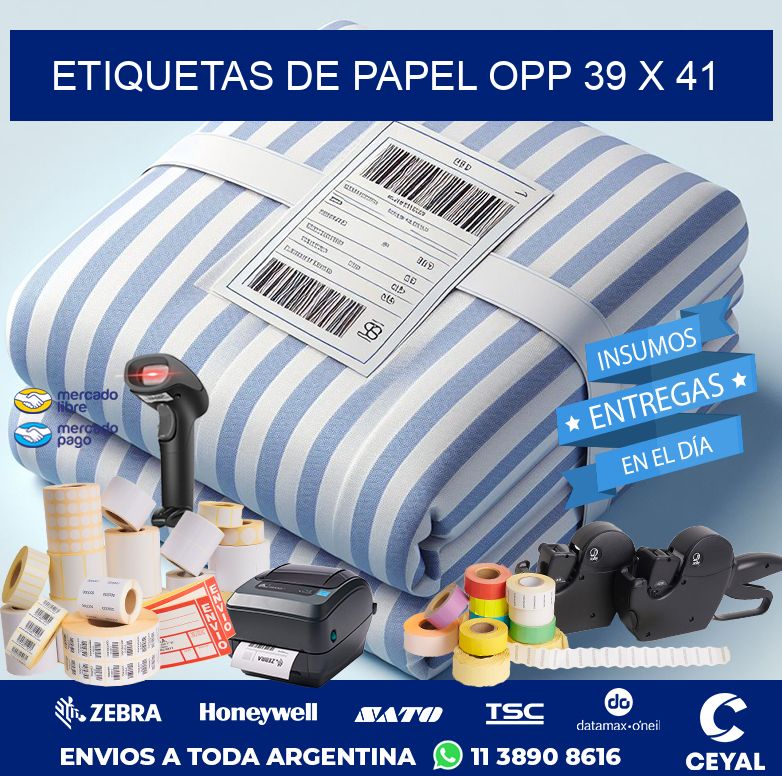 ETIQUETAS DE PAPEL OPP 39 x 41