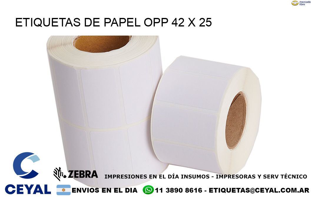 ETIQUETAS DE PAPEL OPP 42 x 25