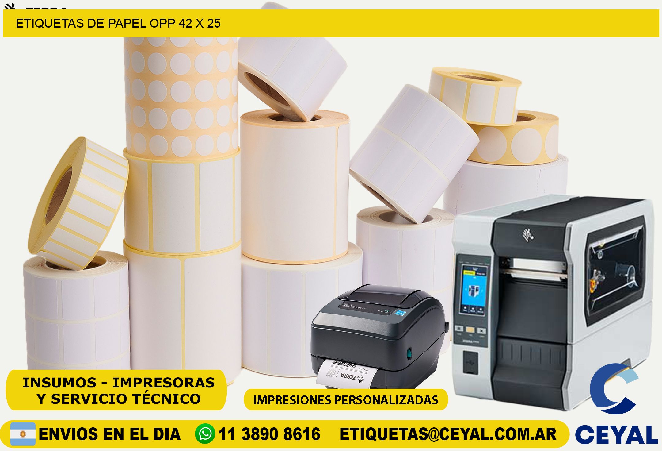 ETIQUETAS DE PAPEL OPP 42 x 25
