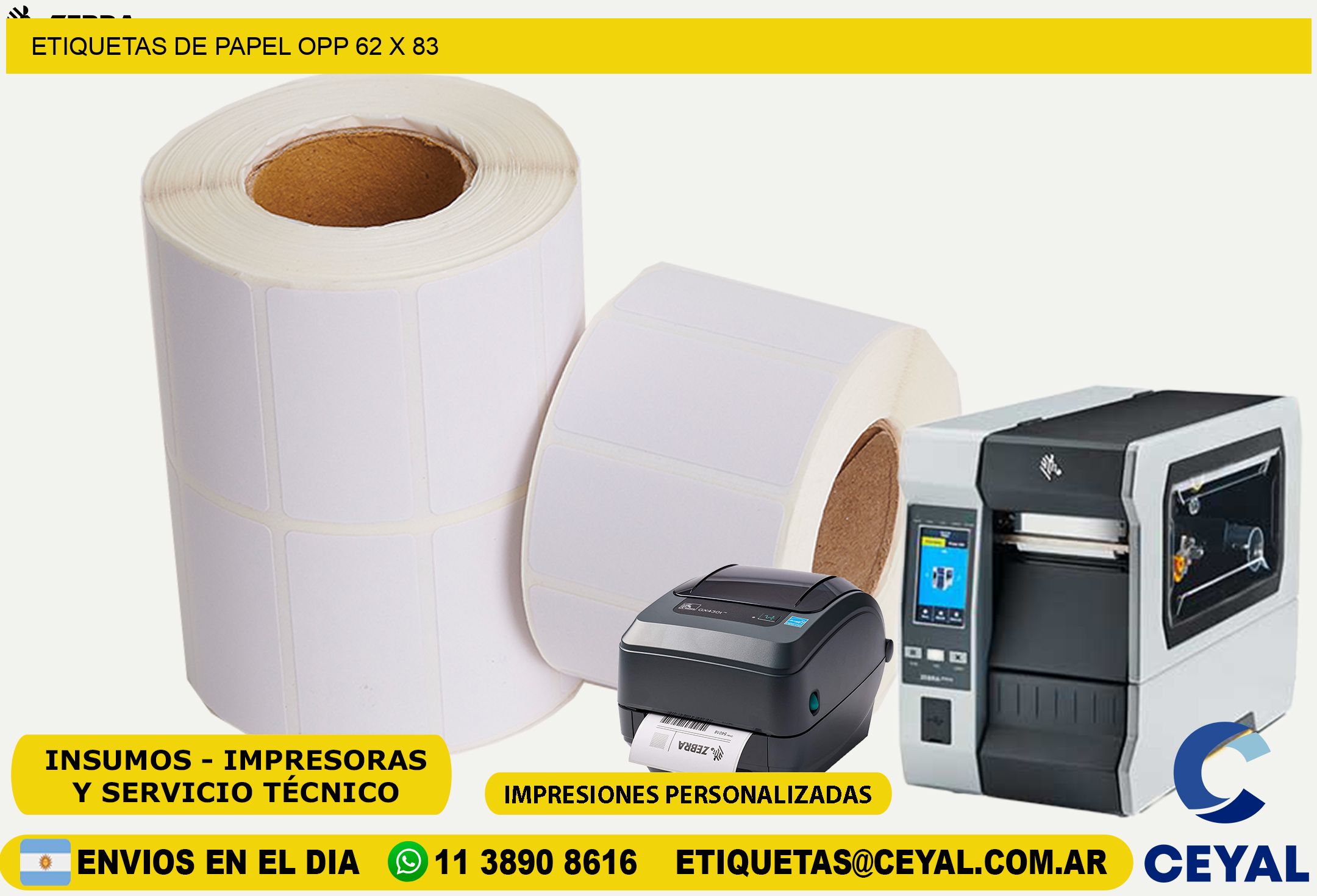 ETIQUETAS DE PAPEL OPP 62 x 83