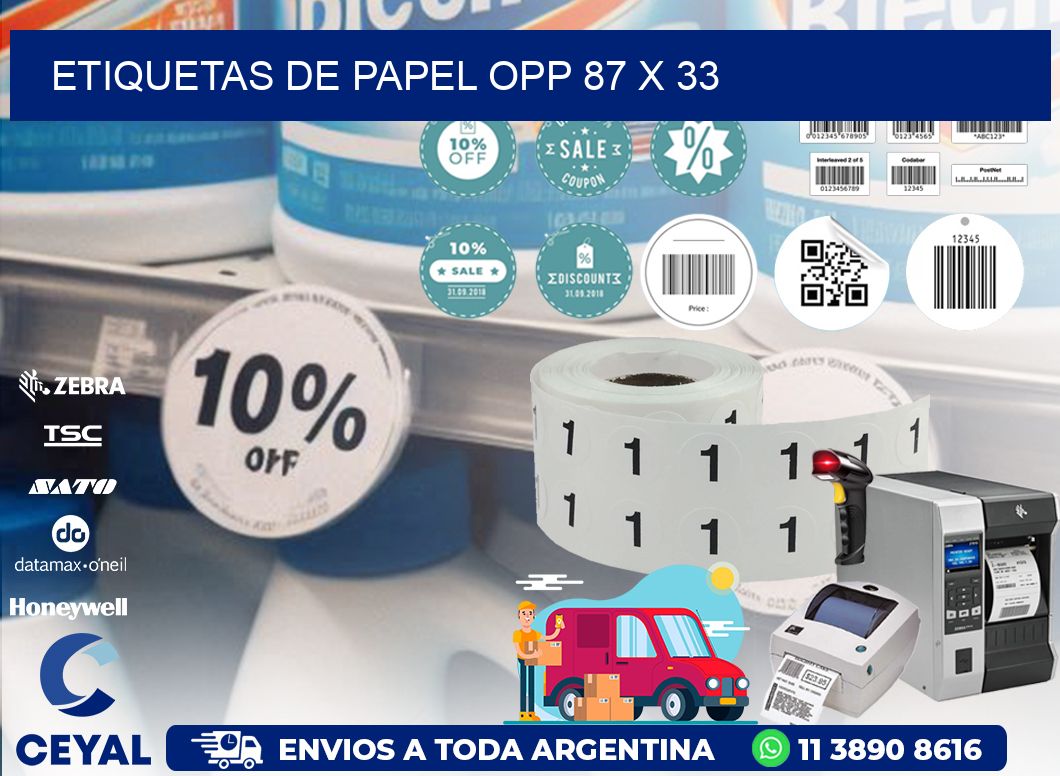 ETIQUETAS DE PAPEL OPP 87 x 33
