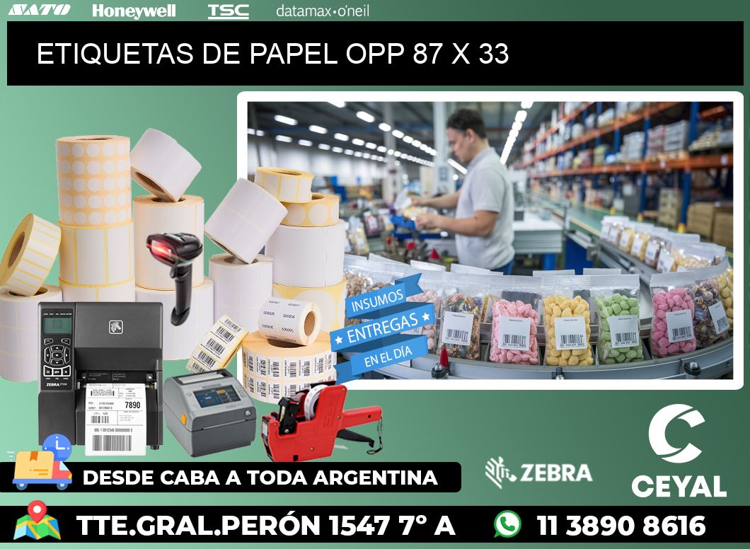 ETIQUETAS DE PAPEL OPP 87 x 33