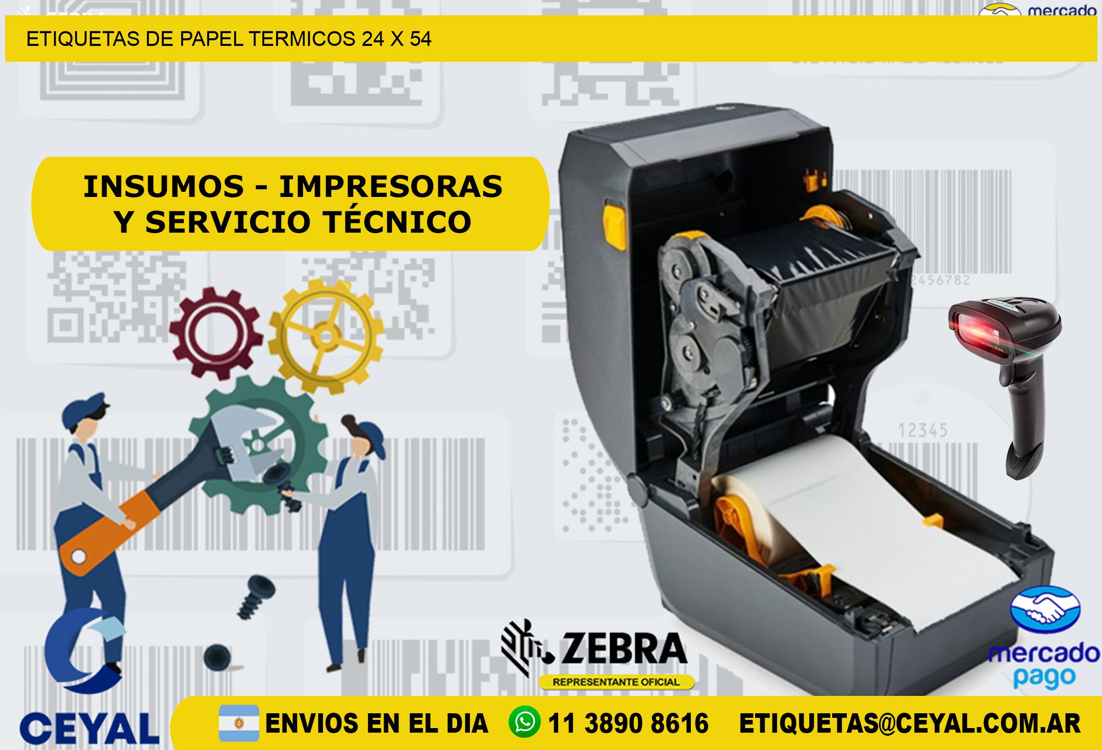 ETIQUETAS DE PAPEL TERMICOS 24 x 54