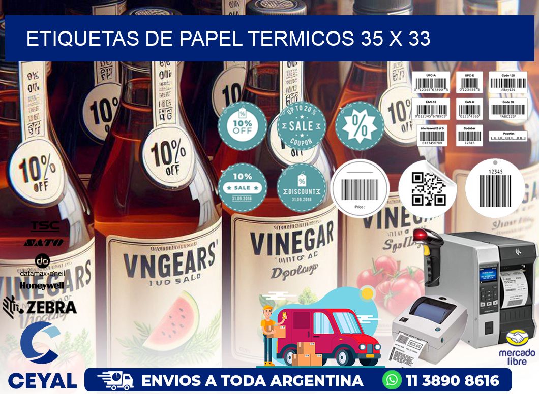 ETIQUETAS DE PAPEL TERMICOS 35 x 33