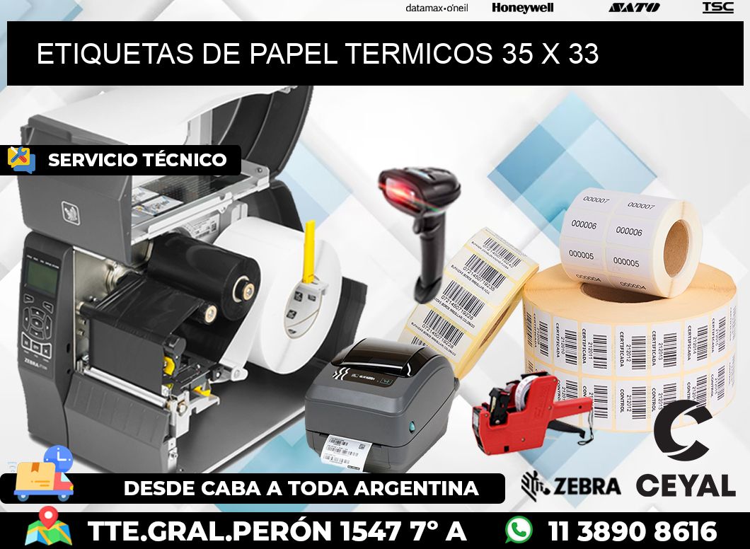 ETIQUETAS DE PAPEL TERMICOS 35 x 33