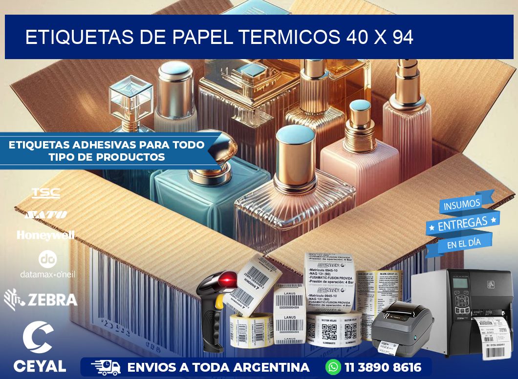 ETIQUETAS DE PAPEL TERMICOS 40 x 94