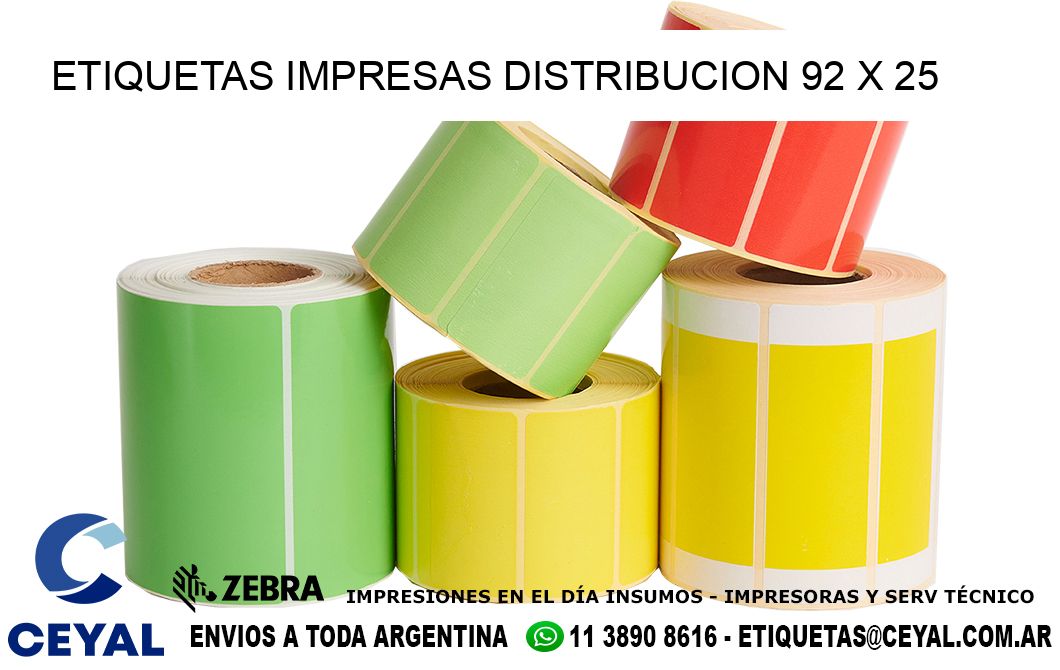 ETIQUETAS IMPRESAS DISTRIBUCION 92 x 25