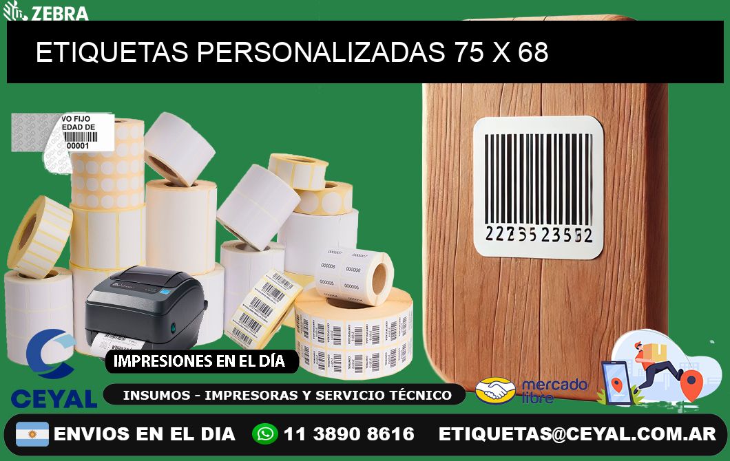 ETIQUETAS PERSONALIZADAS 75 x 68