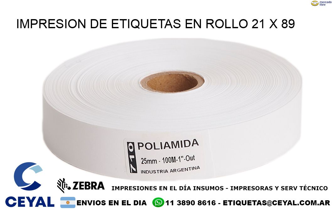 IMPRESION DE ETIQUETAS EN ROLLO 21 x 89