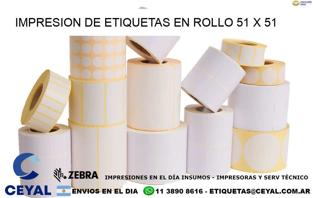 IMPRESION DE ETIQUETAS EN ROLLO 51 x 51