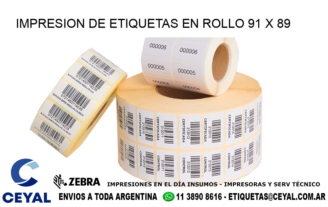 IMPRESION DE ETIQUETAS EN ROLLO 91 x 89