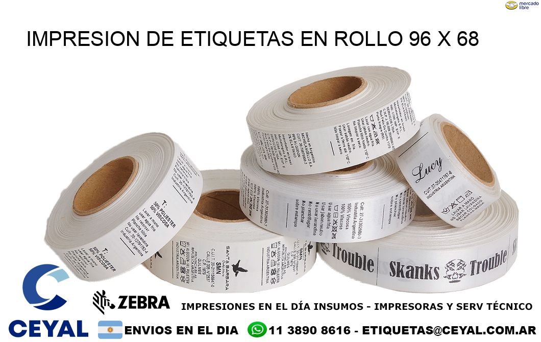 IMPRESION DE ETIQUETAS EN ROLLO 96 x 68