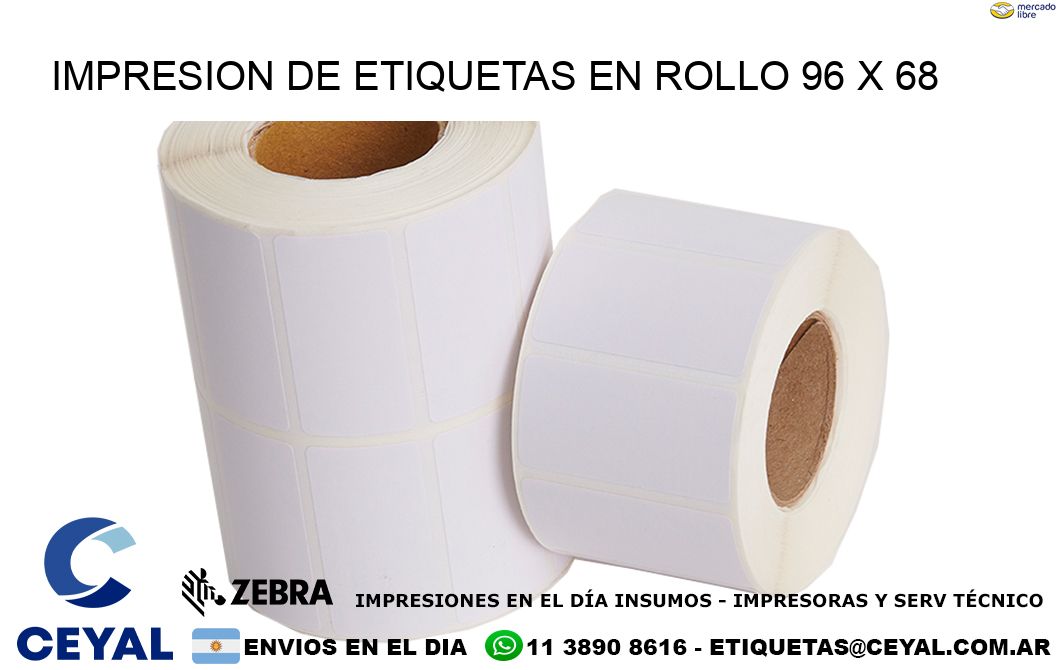 IMPRESION DE ETIQUETAS EN ROLLO 96 x 68