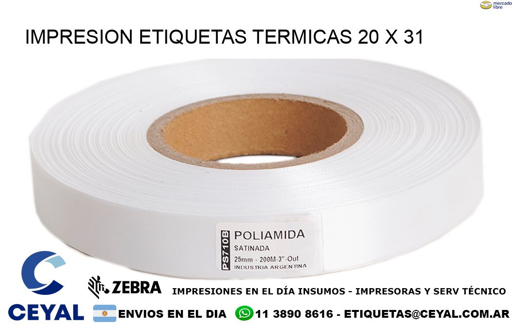 IMPRESION ETIQUETAS TERMICAS 20 x 31